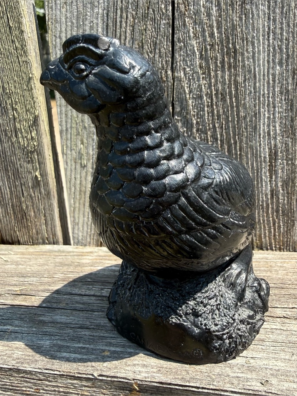 Vintage Vanstone Black Resin Ptarmigan Quail Grouse Bird Figurine Canada BC